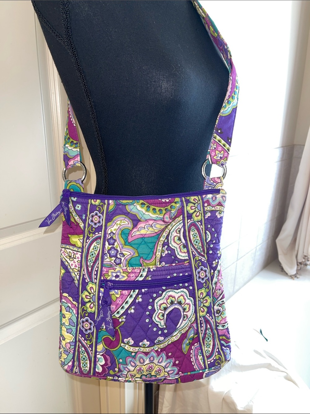Vera Bradley Retired Heather Hipster Quilted Purple Paisley Crossbody Bag